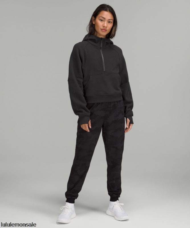 Lululemon Damen DELULU185 | Schwarzer Scuba Oversized-Hoodie Mit Halbem Reißverschluss